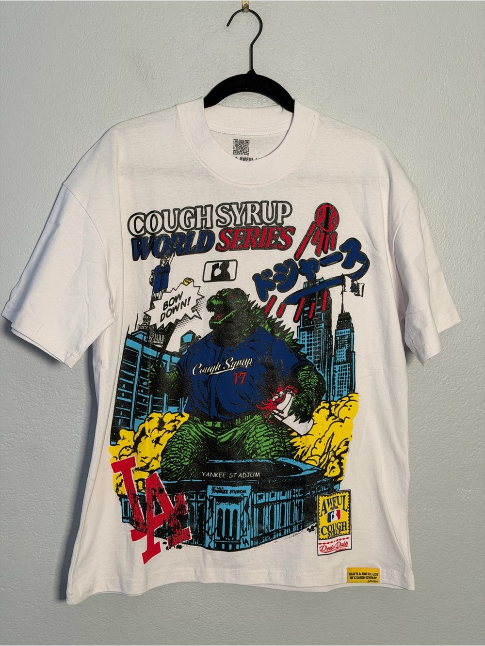 That’s A Awful Lot Of Cough Syrup World Series Graphic Tee  Dodgers Godzilla